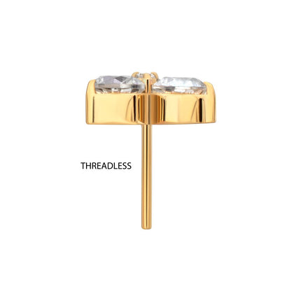 Invictus 24Kt Gold PVD Titanium Threadless Trinity Prong Set Gem Top
