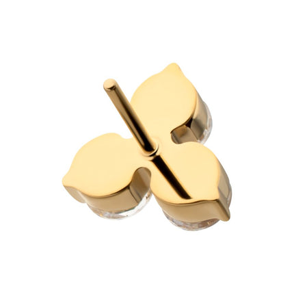 Invictus 24Kt Gold PVD Titanium Threadless Trinity Prong Set Gem Top