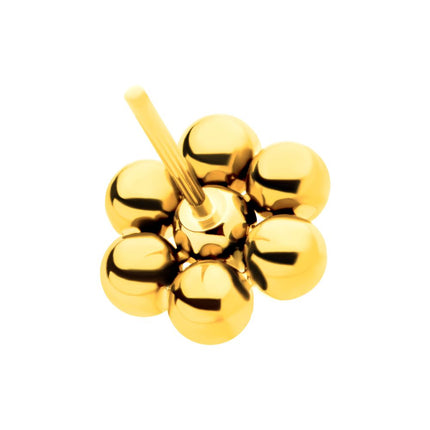 Invictus 24Kt Gold PVD Titanium Threadless 7 Beads Hexagon Shape Top