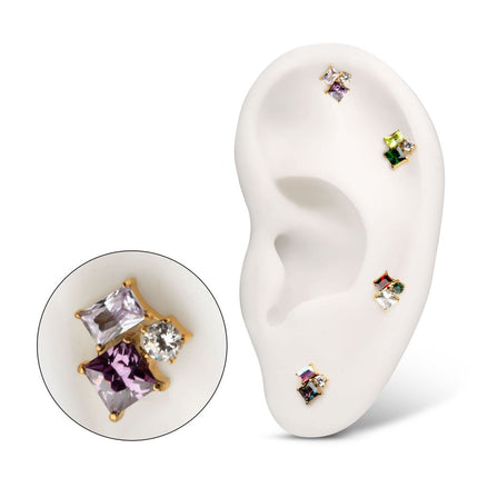 Invictus 24Kt Gold PVD Threadless "Lustre Cluster" Prong Set Gem Top