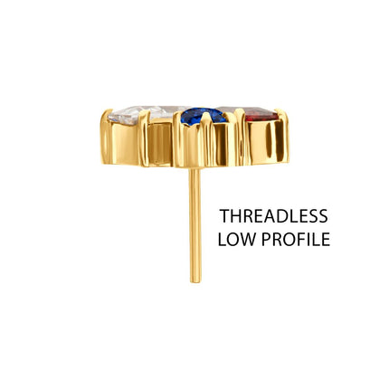 Invictus 24Kt Gold PVD Titanium Threadless “Lustre Cluster” Prong Set Gem Top