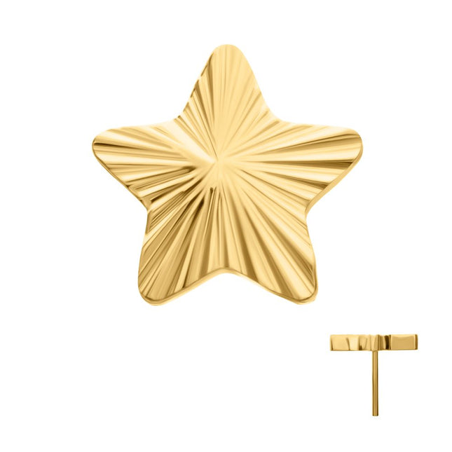 Invictus 24Kt Gold PVD Titanium Threadless Corrugated Star Top