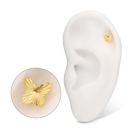 Invictus 24Kt Gold PVD Titanium Threadless Corrugated Butterfly Top