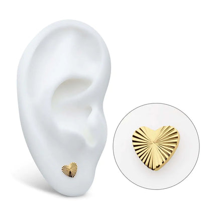 Invictus 24Kt Gold PVD Titanium Threadless Corrugated Heart Top