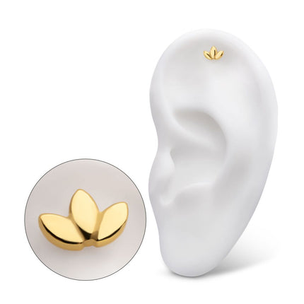Invictus 24Kt Gold PVD Titanium Threadless 3-Cluster Fan Shape Petals Top