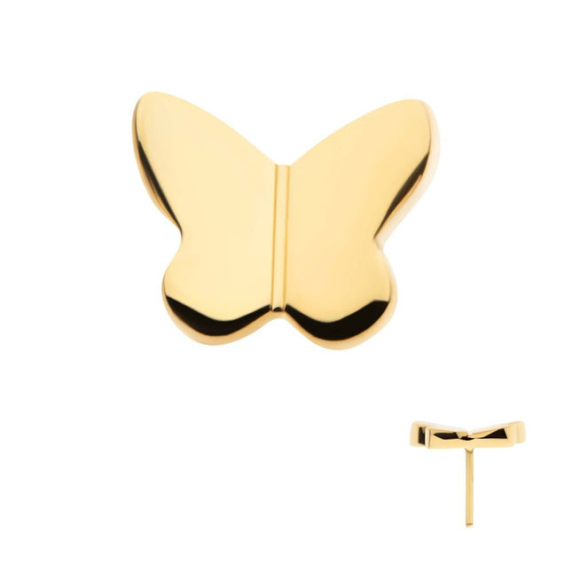Invictus 24Kt Gold PVD Titanium Threadless Butterfly Top