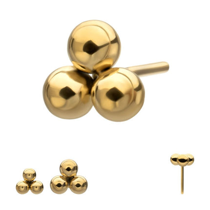 Invictus 24Kt Gold PVD Titanium Threadless Trinity Ball Top