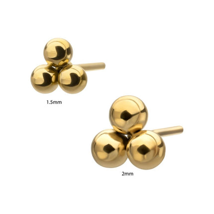 Invictus 24Kt Gold PVD Titanium Threadless Trinity Ball Top