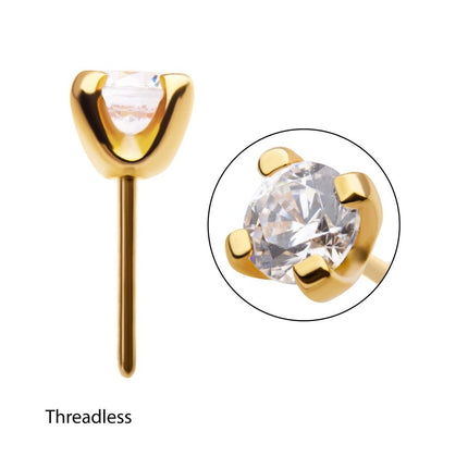 Invictus 24Kt Gold PVD Titanium Threadless with Prong Set Birthstone Top