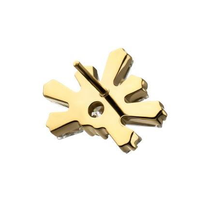 Invictus 24Kt Gold PVD Titanium Threadless Round & Baguette Cluster Gem Sunray Top