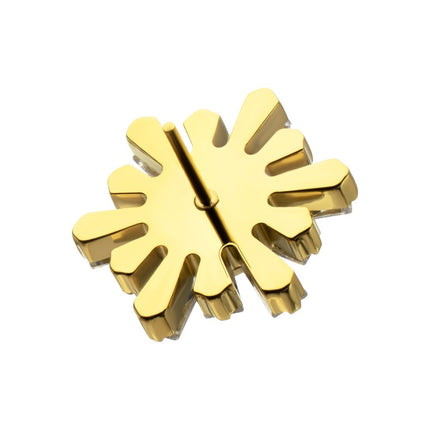Invictus 24Kt Gold PVD Titanium Threadless Round & Baguette Cluster Gem Sunburst Top