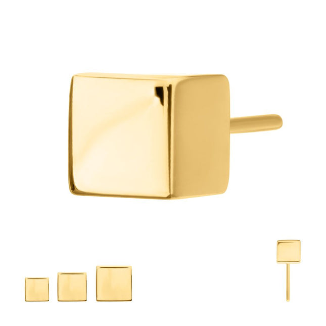 Invictus 24Kt Gold PVD Titanium Threadless 3D Cube Top
