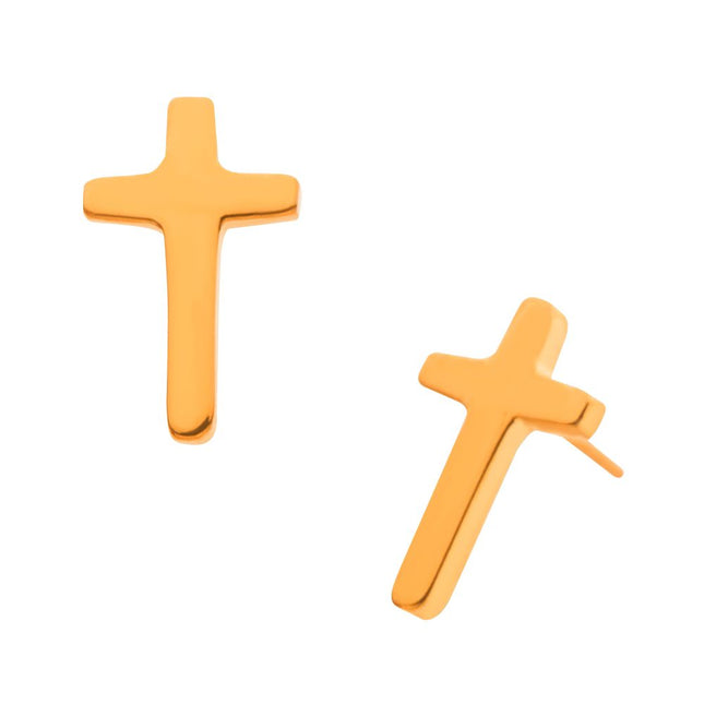 Invictus 24KT Gold PVD Titanium Threadless with Cross Top