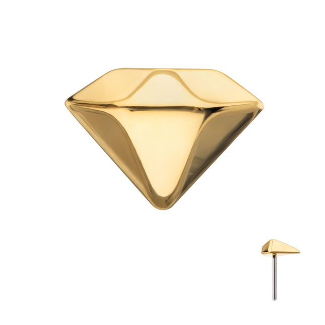 Invictus 24KT Gold PVD Titanium Threadless 3D Diamond Shape Top