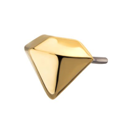 Invictus 24KT Gold PVD Titanium Threadless 3D Diamond Shape Top