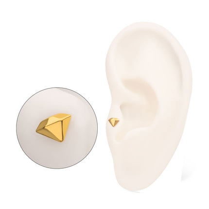 Invictus 24KT Gold PVD Titanium Threadless 3D Diamond Shape Top