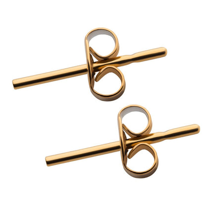 Invictus 24KT Gold PVD Titanium Threadless Butterfly Ear Post