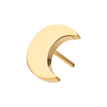 Invictus 24Kt Gold PVD Titanium Threadless Crescent Moon Top with 2.2mm Crest
