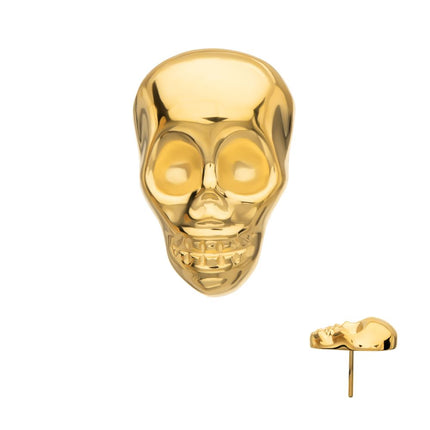 Invictus 24KT Gold PVD Titanium Threadless 3D Skull Head Top