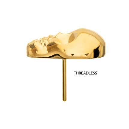 Invictus 24KT Gold PVD Titanium Threadless 3D Skull Head Top
