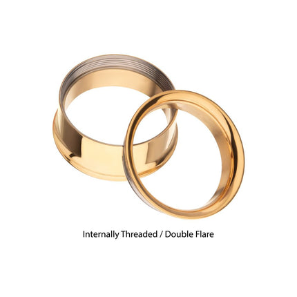 Invictus 24Kt Gold PVD Titanium Internally Threaded Double Flare Basic Tunnel | Sold by piece