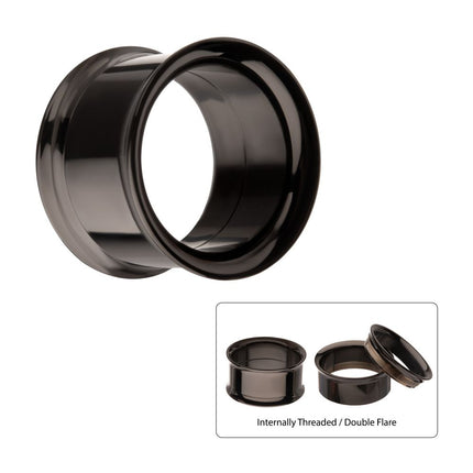 Invictus Black PVD Titanium Internally Threaded Double Flare Basic Tunnel | Sold by piece