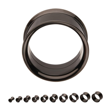 Invictus Black PVD Titanium Internally Threaded Double Flare Basic Tunnel | Sold by piece