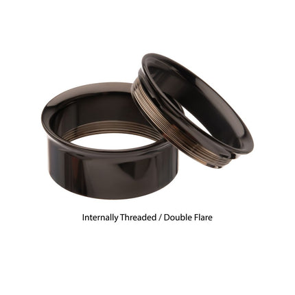 Invictus Black PVD Titanium Internally Threaded Double Flare Basic Tunnel | Sold by piece