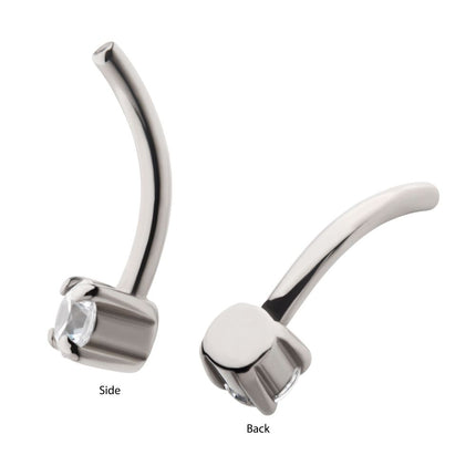 Invictus Titanium Internally Threaded with Prong Set CZ Fixed Bottom Curved Barbell