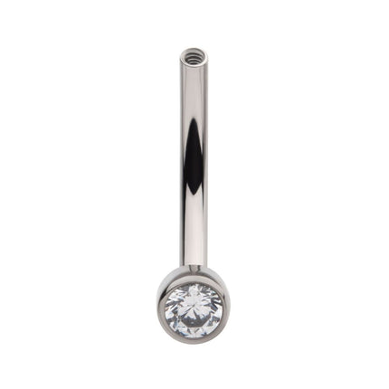 Invictus Titanium Internally Threaded with Bezel Set CZ Fixed Disc Curved Barbell