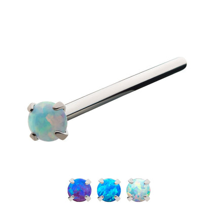 Invictus Titanium Nose Pin with 4-Prong Set Opal Top