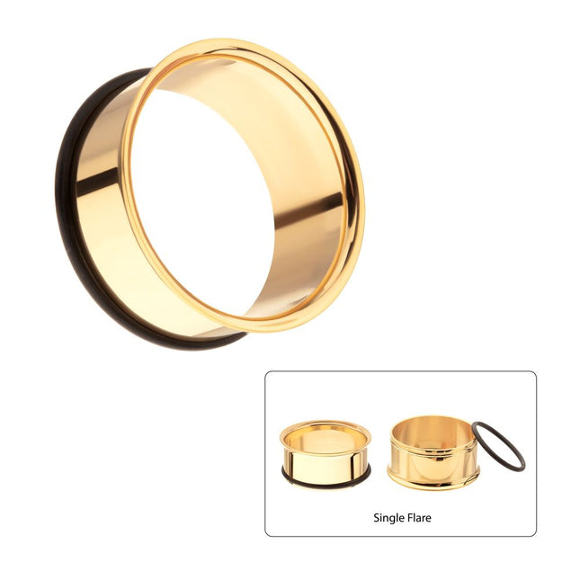 Invictus 24Kt Gold PVD Titanium Single Flare Basic Tunnel | Sold by piece