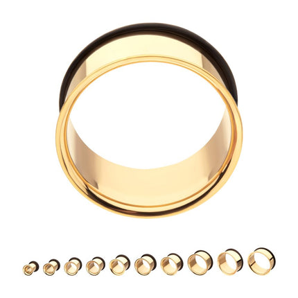 Invictus 24Kt Gold PVD Titanium Single Flare Basic Tunnel | Sold by piece