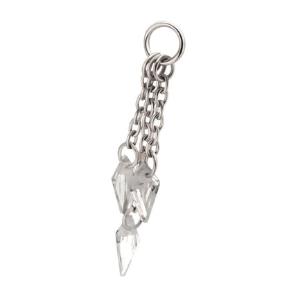 Invictus Platinum PVD Titanium Floating CZ Triple Kite Shape Gem Chain Dangle