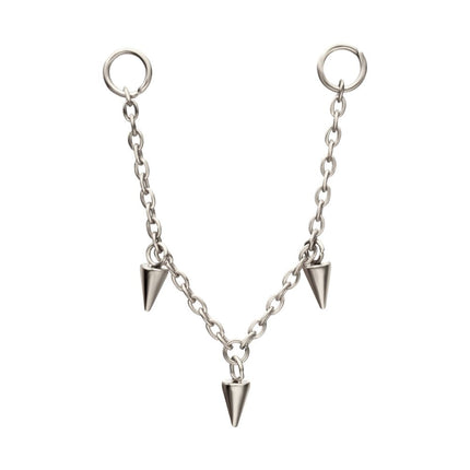 Invictus Platinum PVD Titanium Triple Spike Rolo Chain Dangle