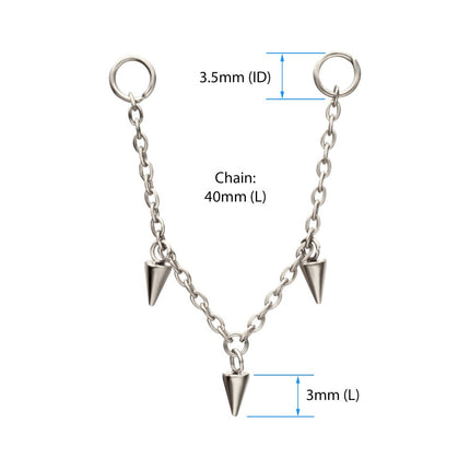 Invictus Platinum PVD Titanium Triple Spike Rolo Chain Dangle