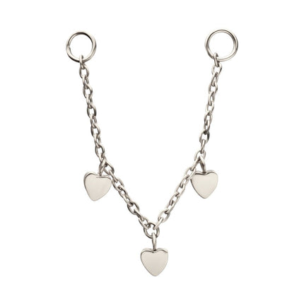 Invictus Platinum PVD Titanium Triple Heart Rolo Chain Dangle