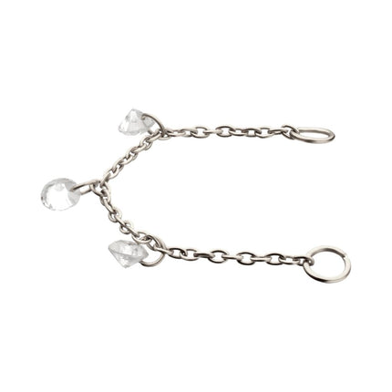 Invictus Platinum PVD Titanium Triple Round Floating CZ Gem Rolo Chain Dangle