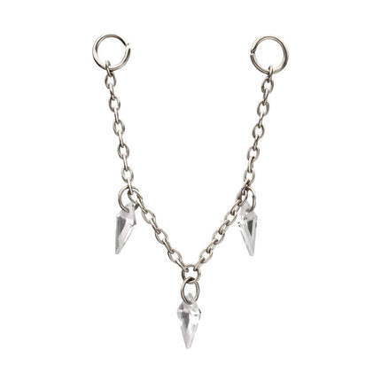 Invictus Platinum PVD Titanium Triple Kite Floating CZ Gem Rolo Chain Dangle