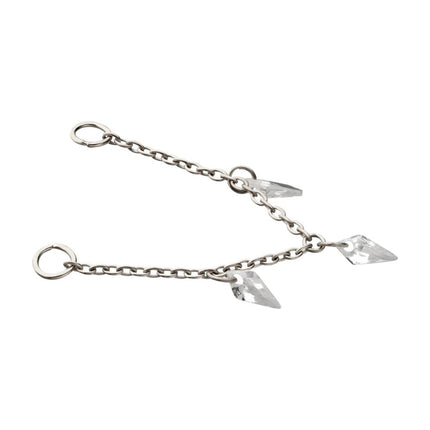 Invictus Platinum PVD Titanium Triple Kite Floating CZ Gem Rolo Chain Dangle