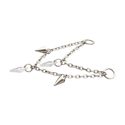 Invictus Platinum PVD Titanium Double Spike & Kite Gem 2-Tier Chain Dangle
