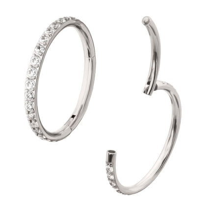 Invictus Platinum PVD Titanium 1mm CNC Set Full Clear CZ Eternity Gem Side Facing Hinged Segment Clicker