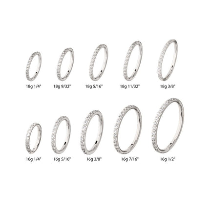 Invictus Platinum PVD Titanium 1mm CNC Set Full Clear CZ Eternity Gem Side Facing Hinged Segment Clicker
