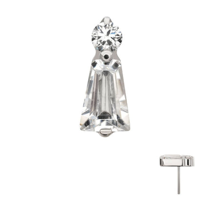 Invictus Platinum PVD Titanium Threadless Prong Set Round & Baguette CZ Gem Top