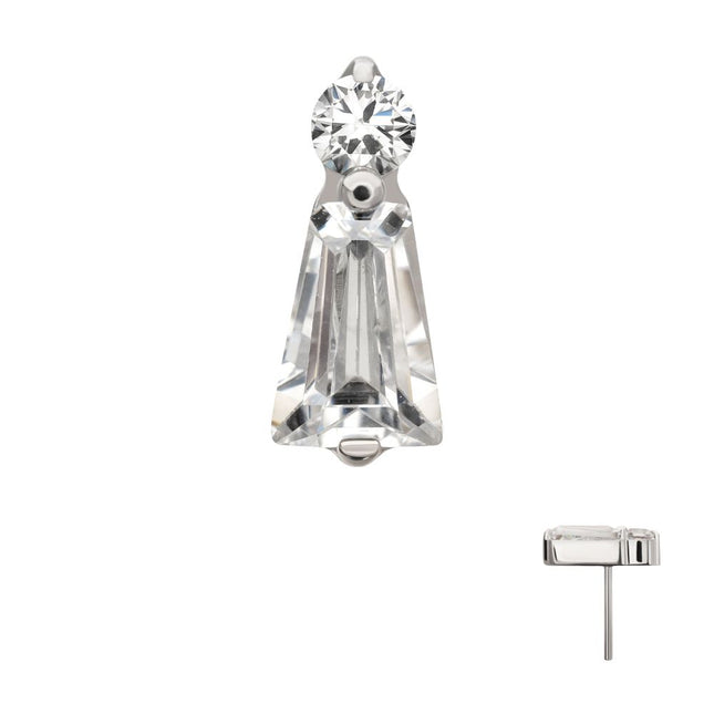 Invictus Platinum PVD Titanium Threadless Prong Set Round & Baguette CZ Gem Top