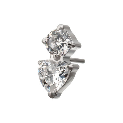 Invictus Platinum PVD Titanium Threadless Prong Set Round & Heart Gem Top