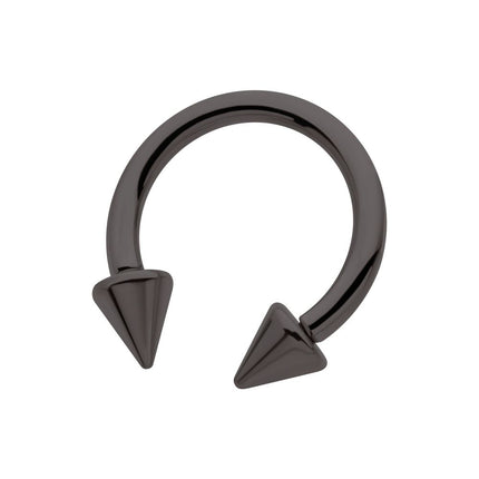 Invictus Black PVD Titanium Internally Threaded Spike Ends Circular Barbell