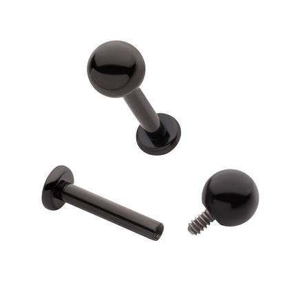Invictus Black PVD Titanium Internally Threaded Labret with 3mm ball and 2.5mm base