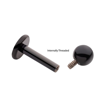 Invictus Black PVD Titanium Internally Threaded Labret with 3mm ball and 4mm base