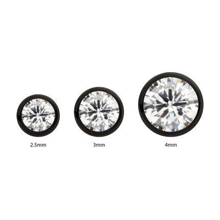 Invictus Black PVD Titanium Internally Threaded Bezel Set CZ Front Facing Top